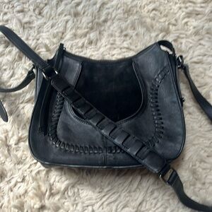 Botkier black leather and suede crossbody bag